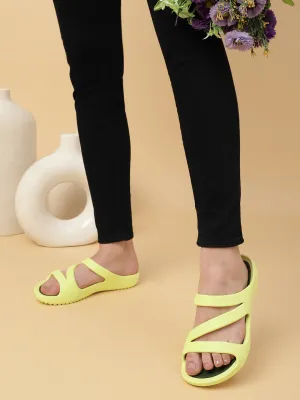 Stilvolle Lime Yellow Schlupfballerinas Für Damen (TC-LFLAT1-LIME)
