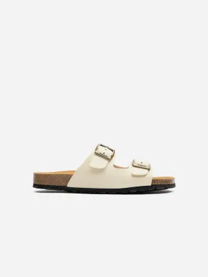 Mango Damen Sandalen mit veganem Fußbett | Creme