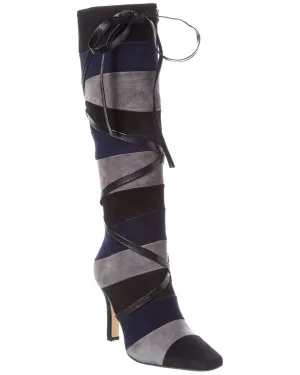 Manolo Blahnik Borneo 105 Stiefeletten aus Wildleder bis zum Knie_Manolo-Blahnik