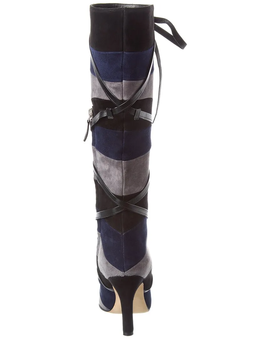 Manolo Blahnik Borneo 105 Stiefeletten aus Wildleder bis zum Knie_Manolo-Blahnik