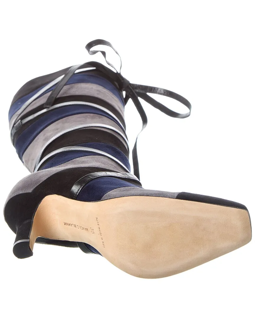 Manolo Blahnik Borneo 105 Stiefeletten aus Wildleder bis zum Knie_Manolo-Blahnik