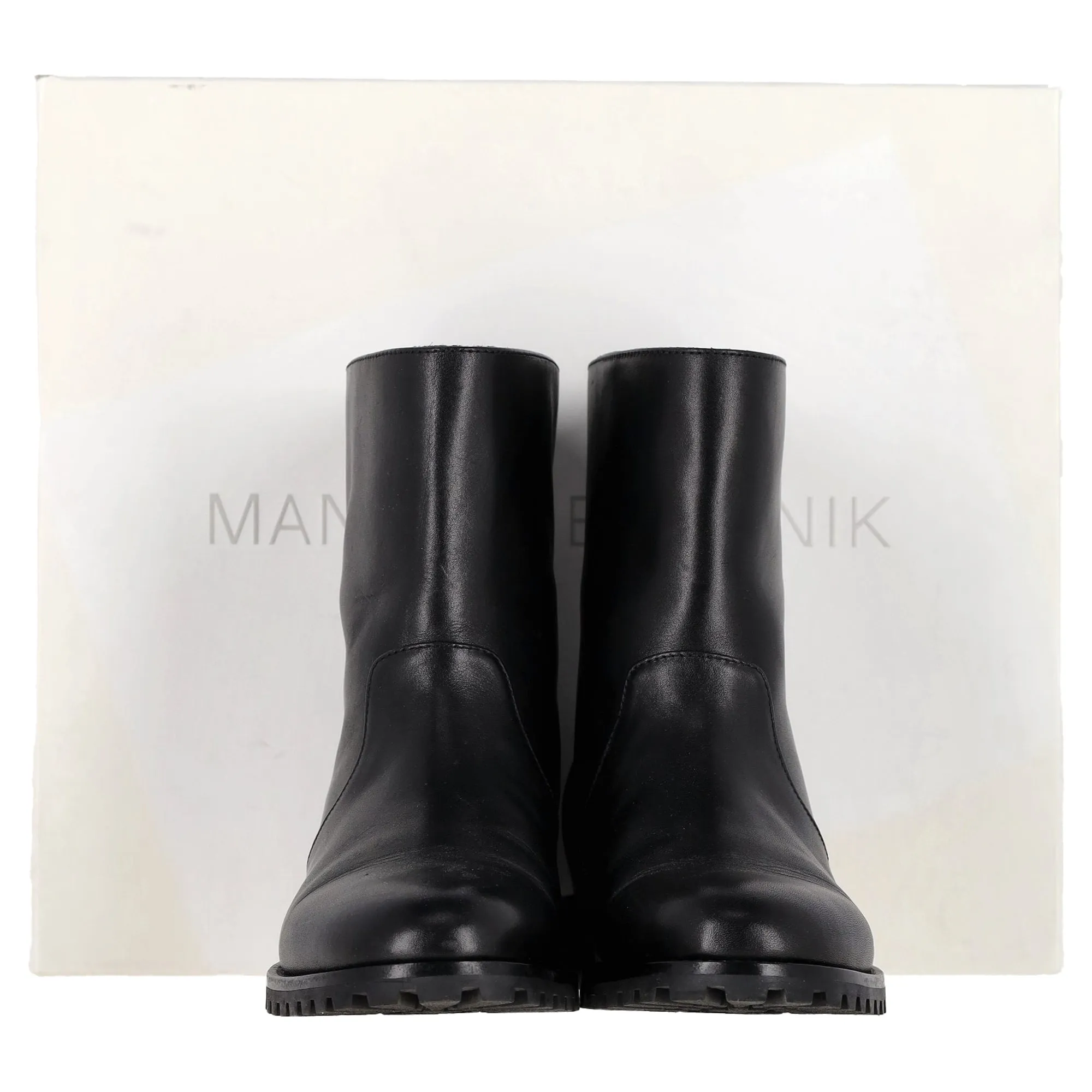 Manolo Blahnik Motosa Stiefeletten in schwarzem Kalbsleder_Manolo-Blahnik