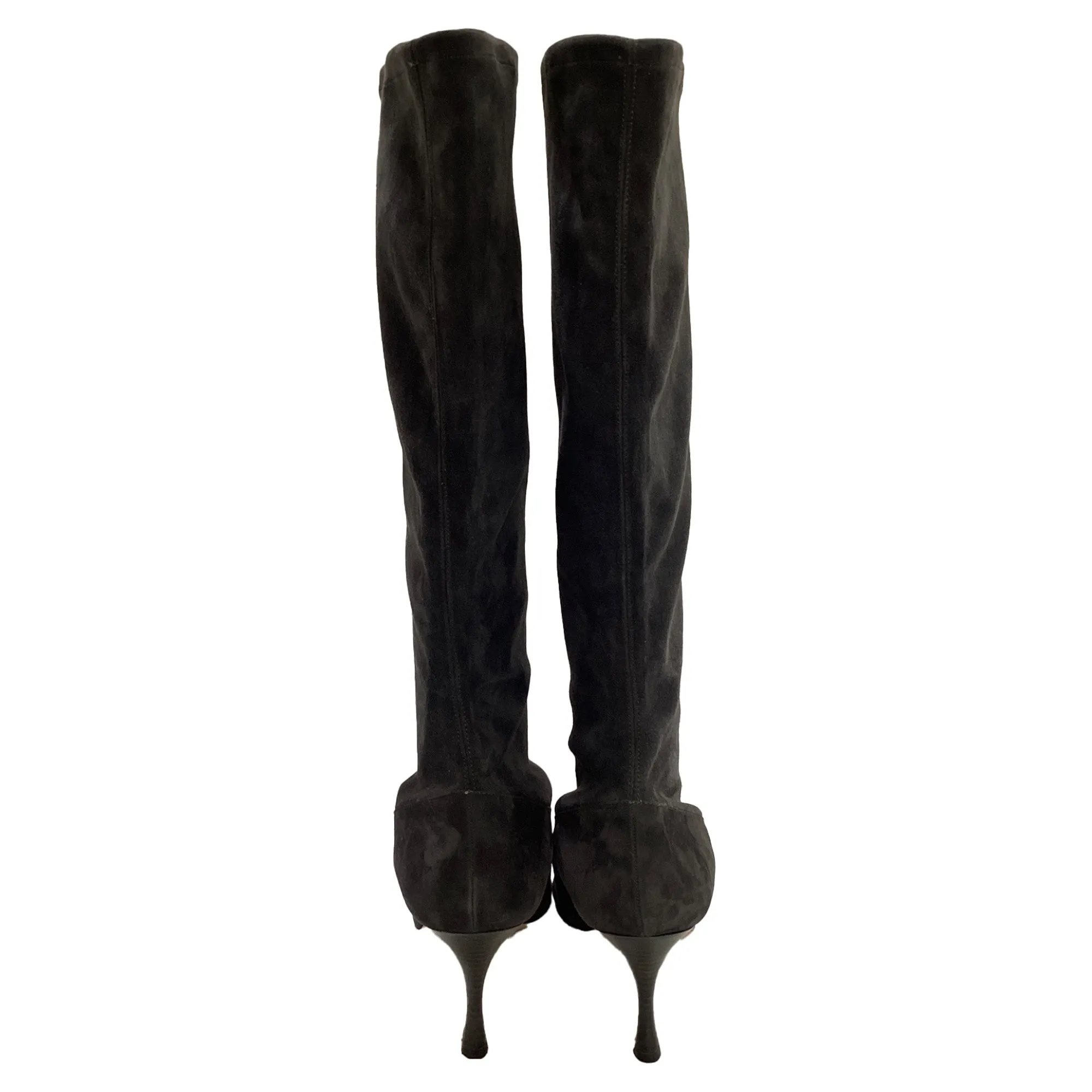 Manolo Blahnik Stretch High Heel Boots in Grau Wildleder Schuhe_Manolo-Blahnik