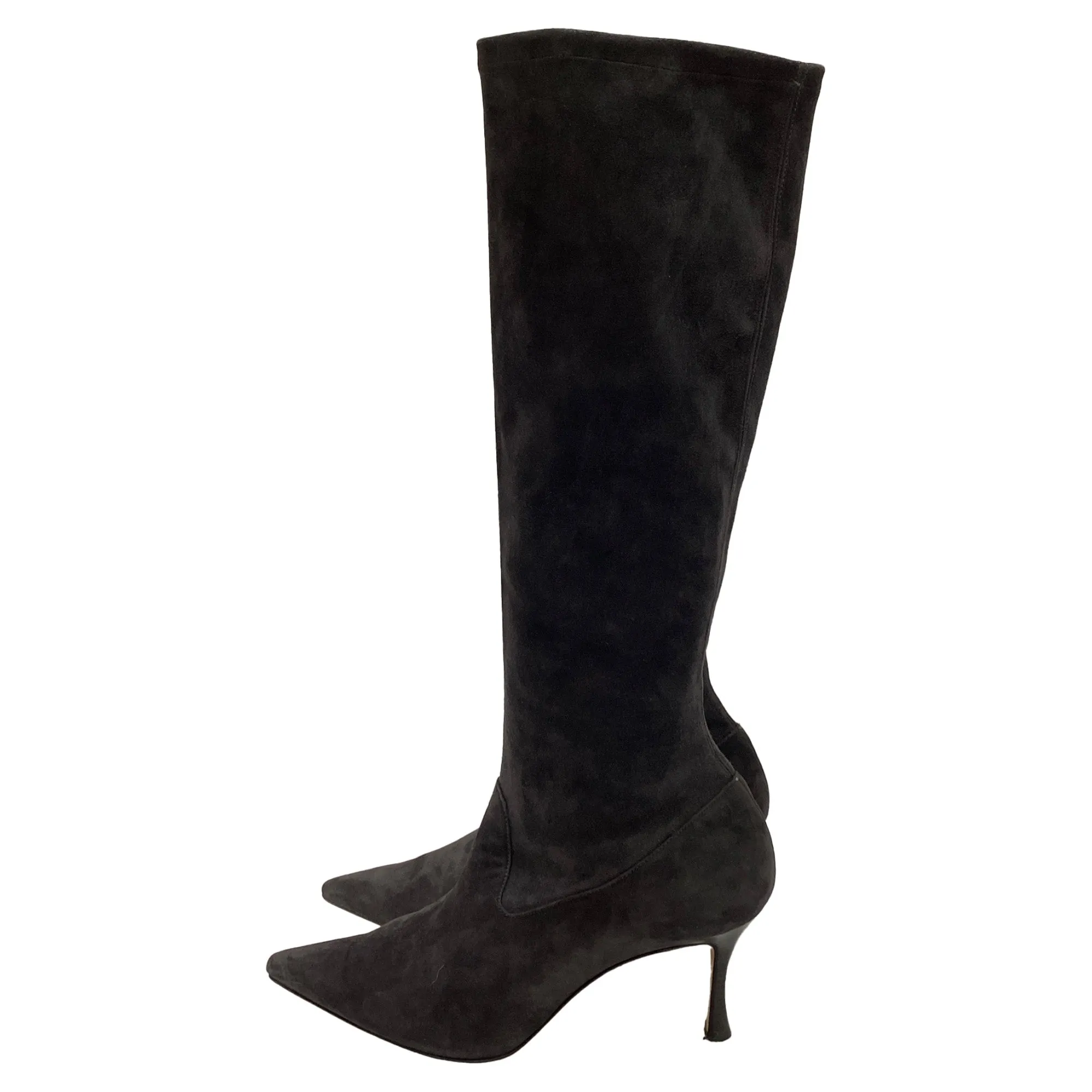 Manolo Blahnik Stretch High Heel Boots in Grau Wildleder Schuhe_Manolo-Blahnik