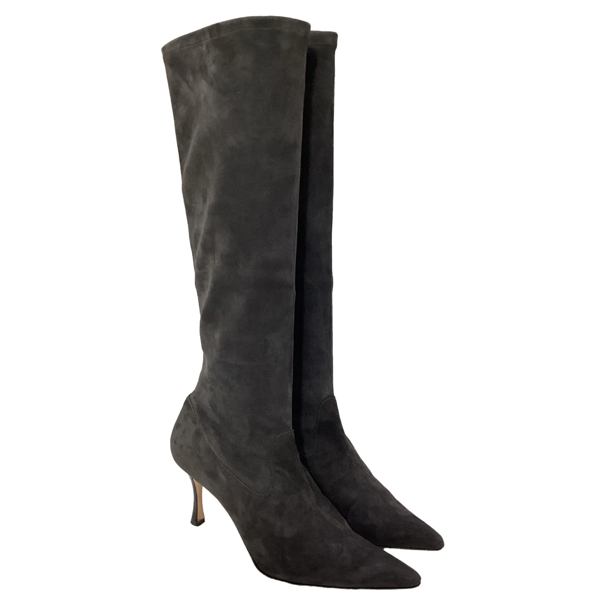 Manolo Blahnik Stretch High Heel Boots in Grau Wildleder Schuhe_Manolo-Blahnik