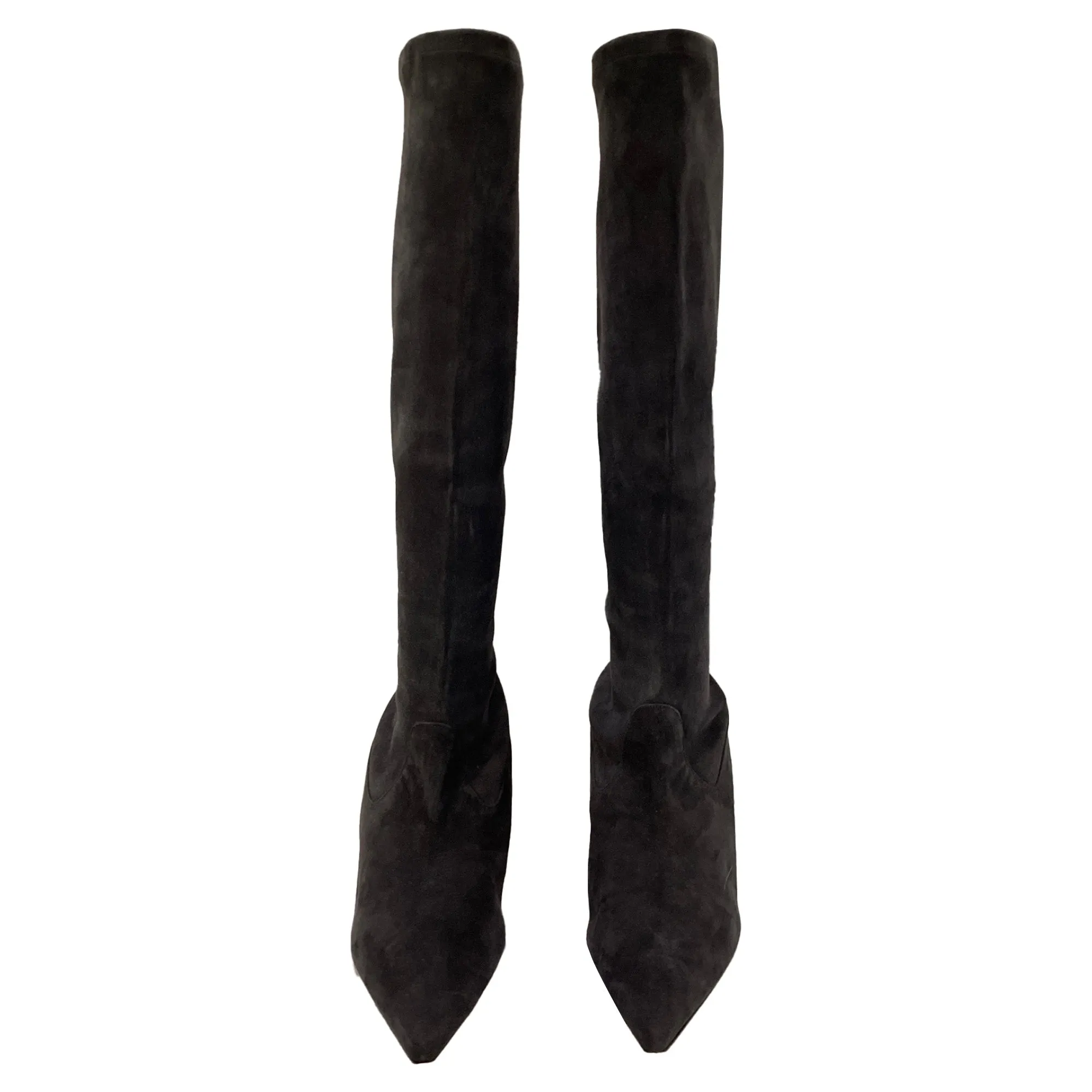 Manolo Blahnik Stretch High Heel Boots in Grau Wildleder Schuhe_Manolo-Blahnik
