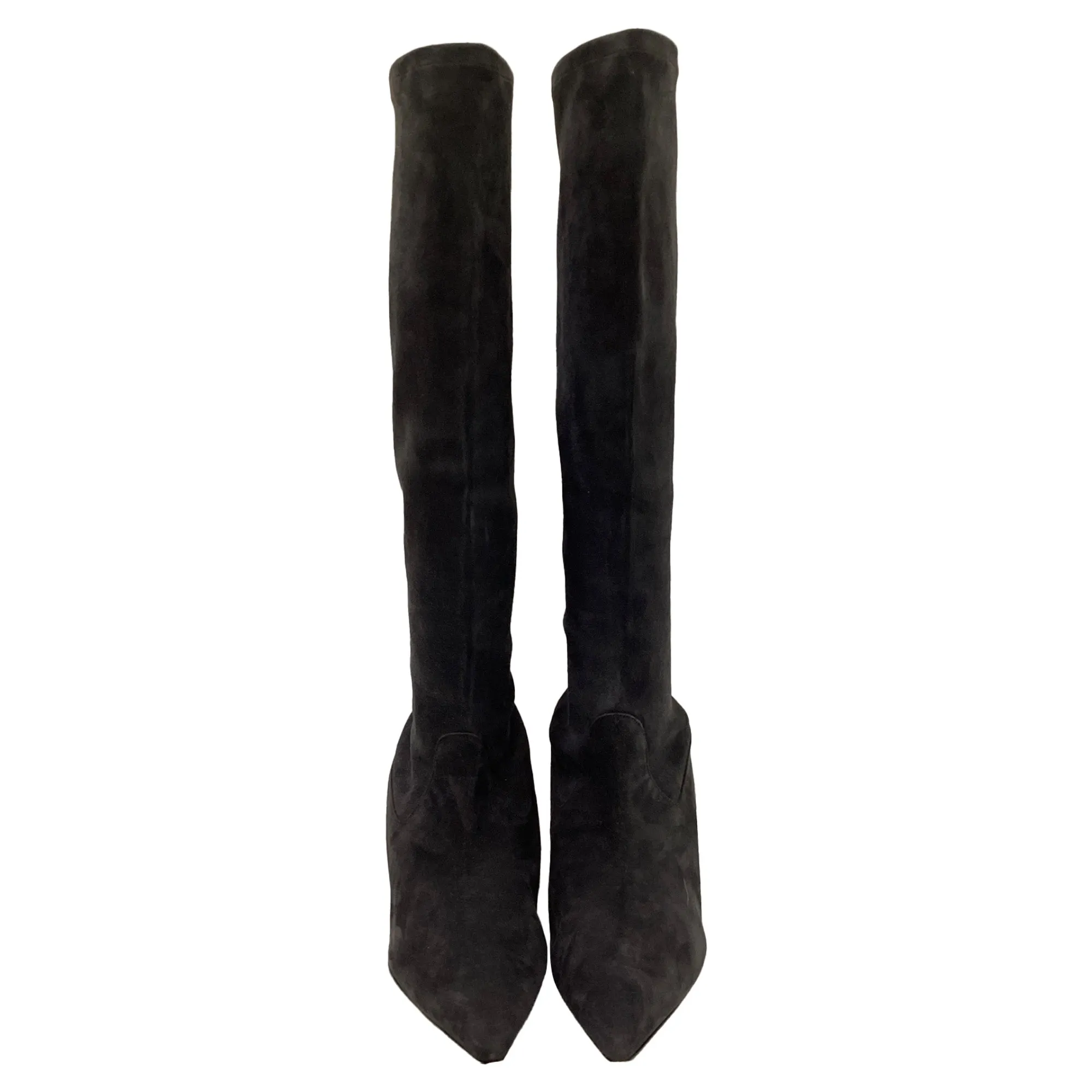 Manolo Blahnik Stretch High Heel Boots in Grau Wildleder Schuhe_Manolo-Blahnik