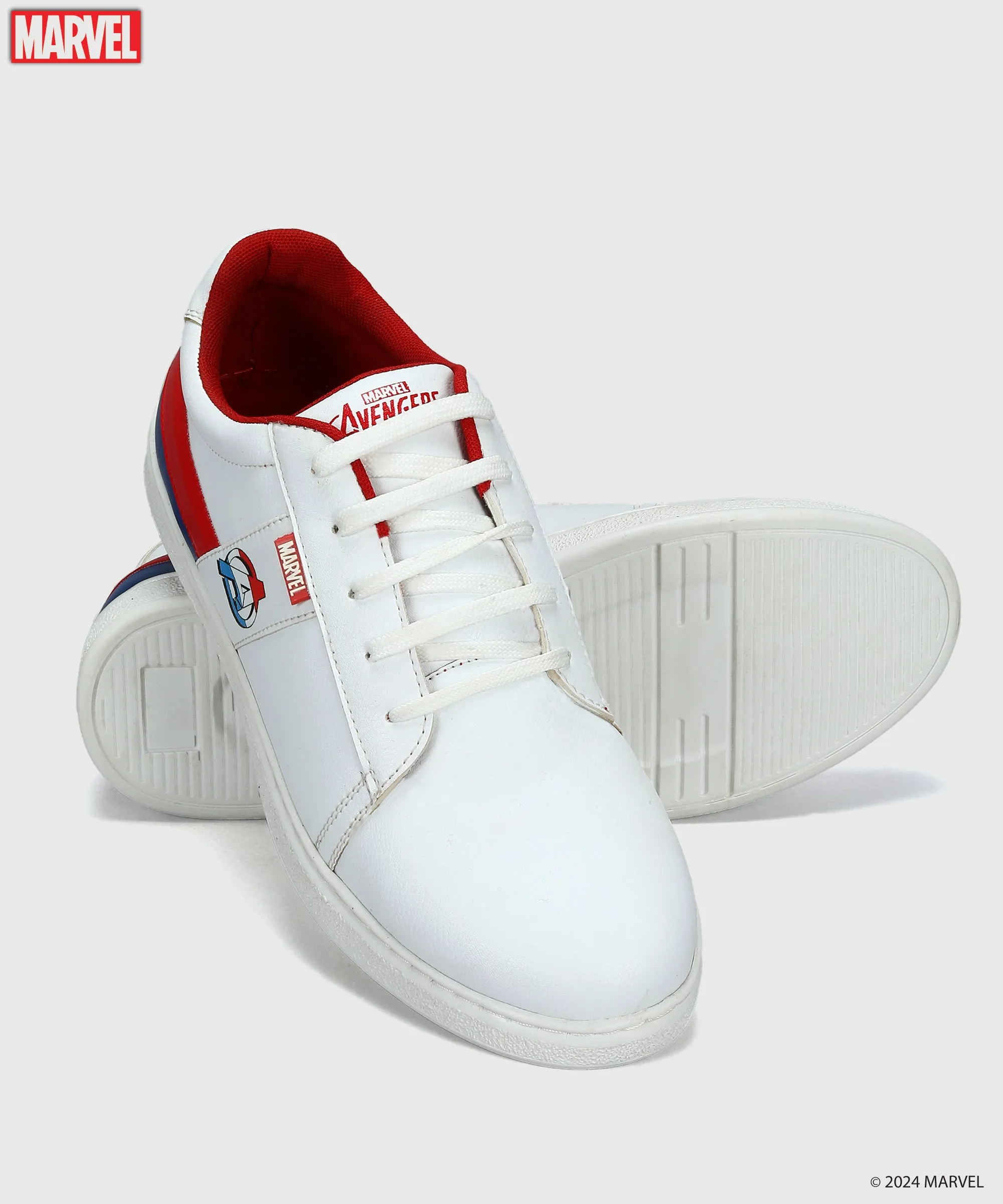 Marvel Herren Weiße Freizeit-Sneaker | Gepolstert & Schnürung Outdoor-Stil