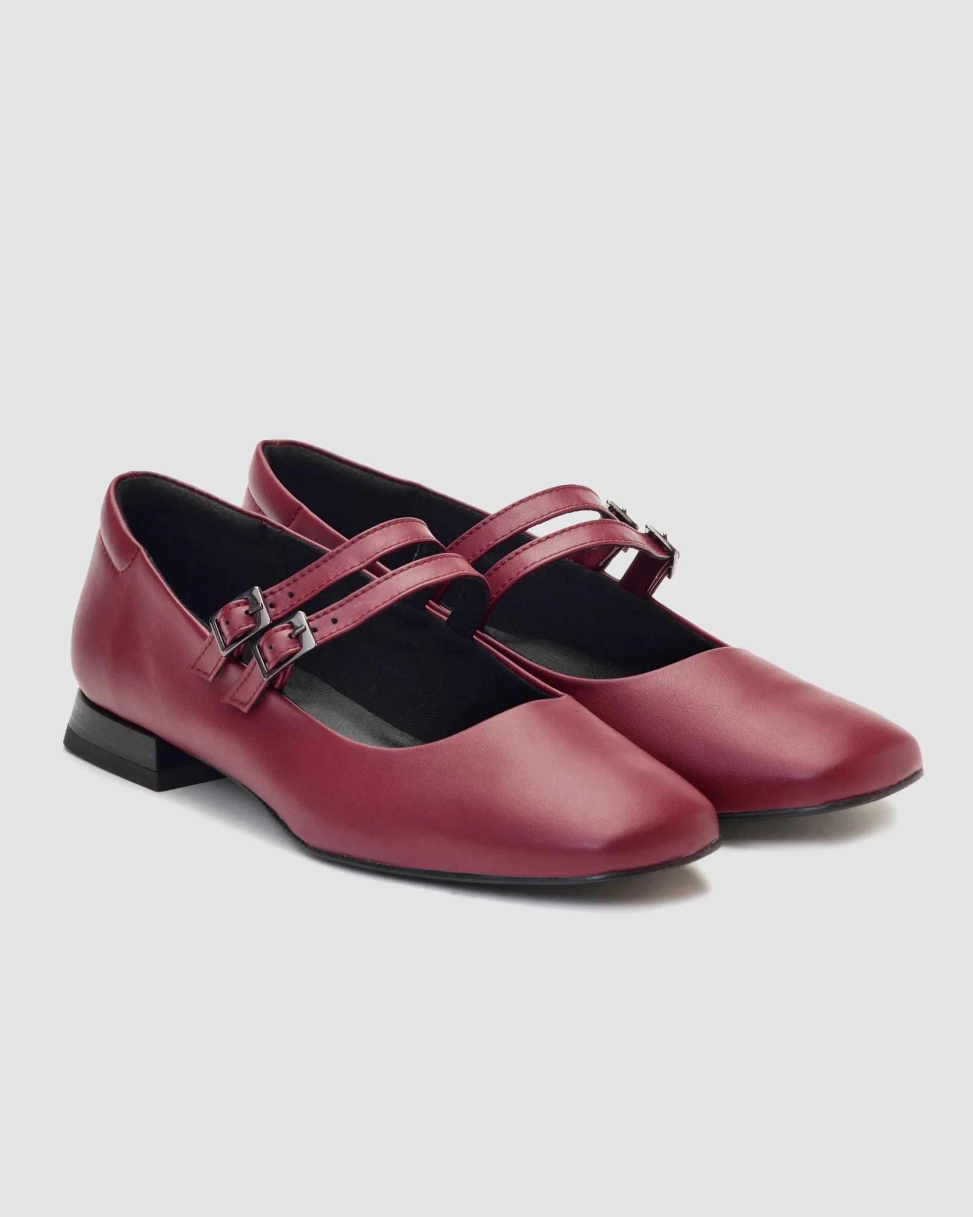 Mary Jane Vegea® Traubenleder Vegane Pumps | Kirsche