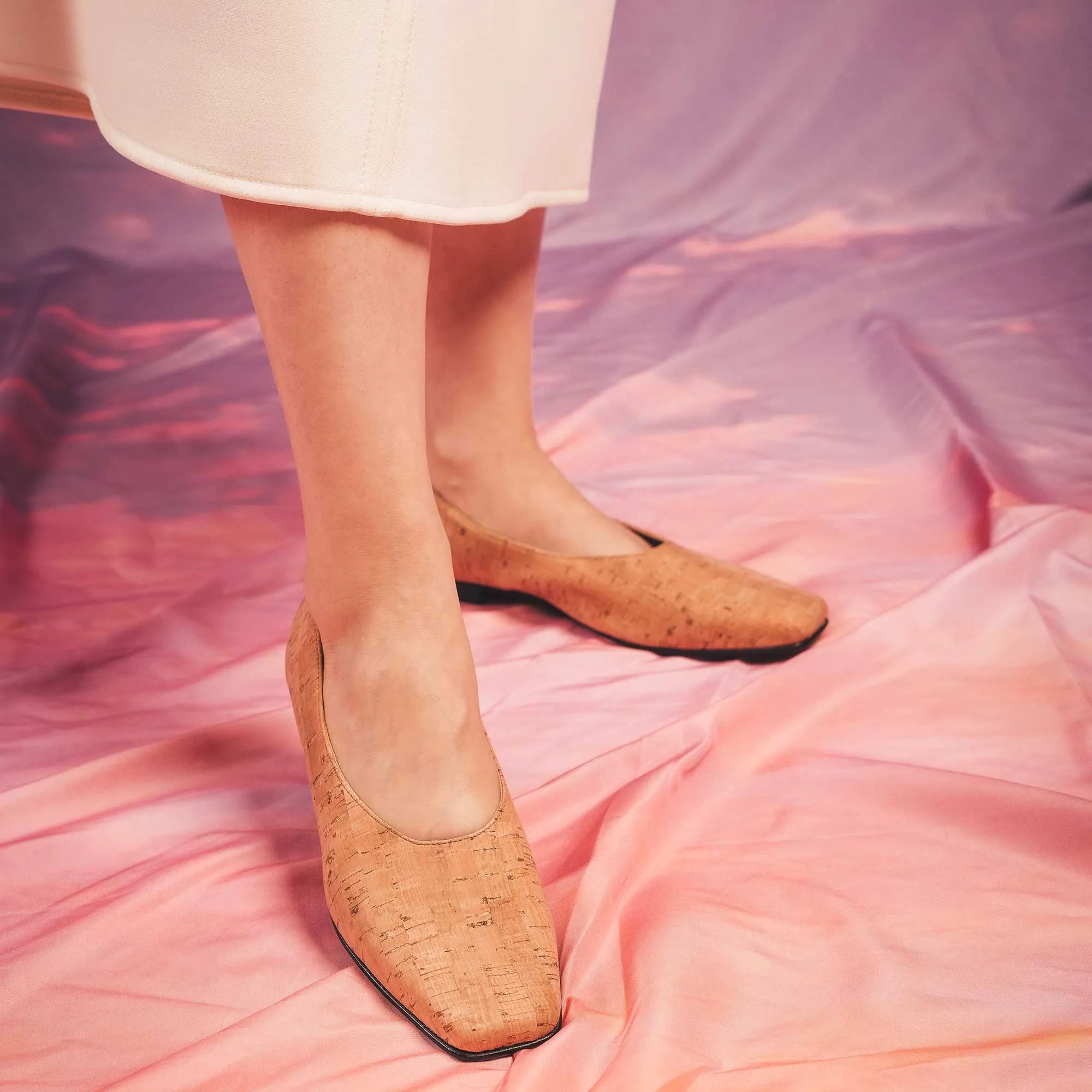 Melita Damen Ballerina Kork Vegan Flats | Beige