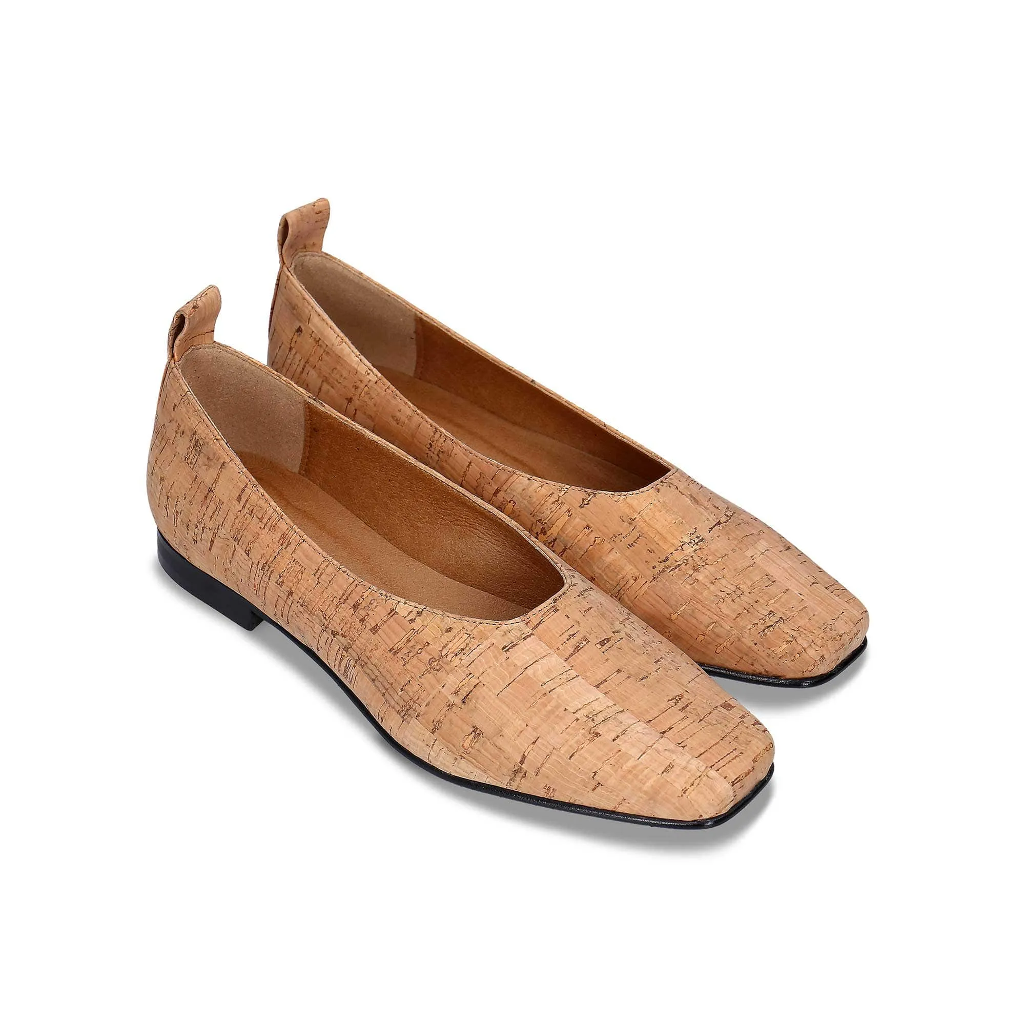 Melita Damen Ballerina Kork Vegan Flats | Beige