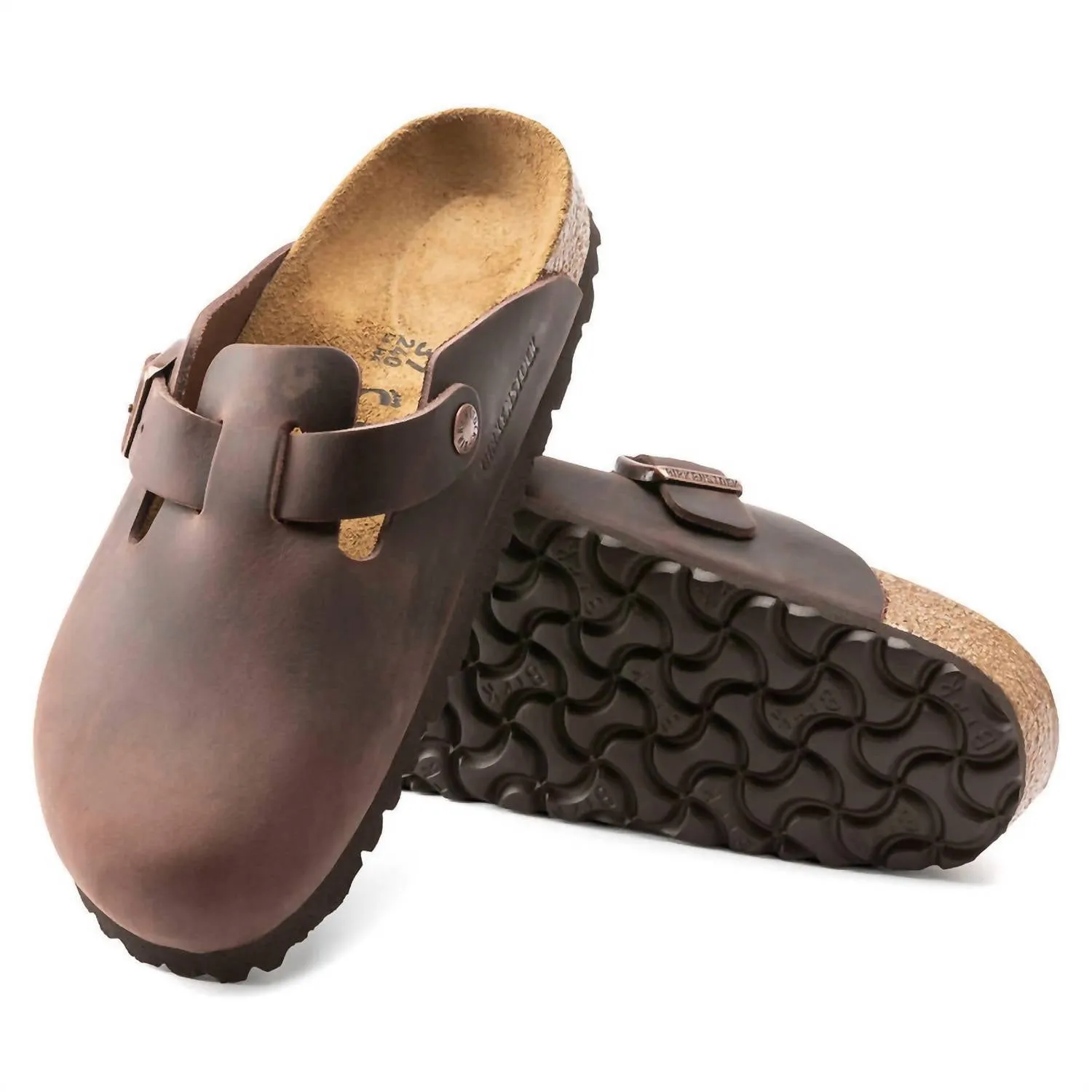 Herren Boston Öl-Leder Clogs mit weicher Fußbettung in Habana (Normal/weit)