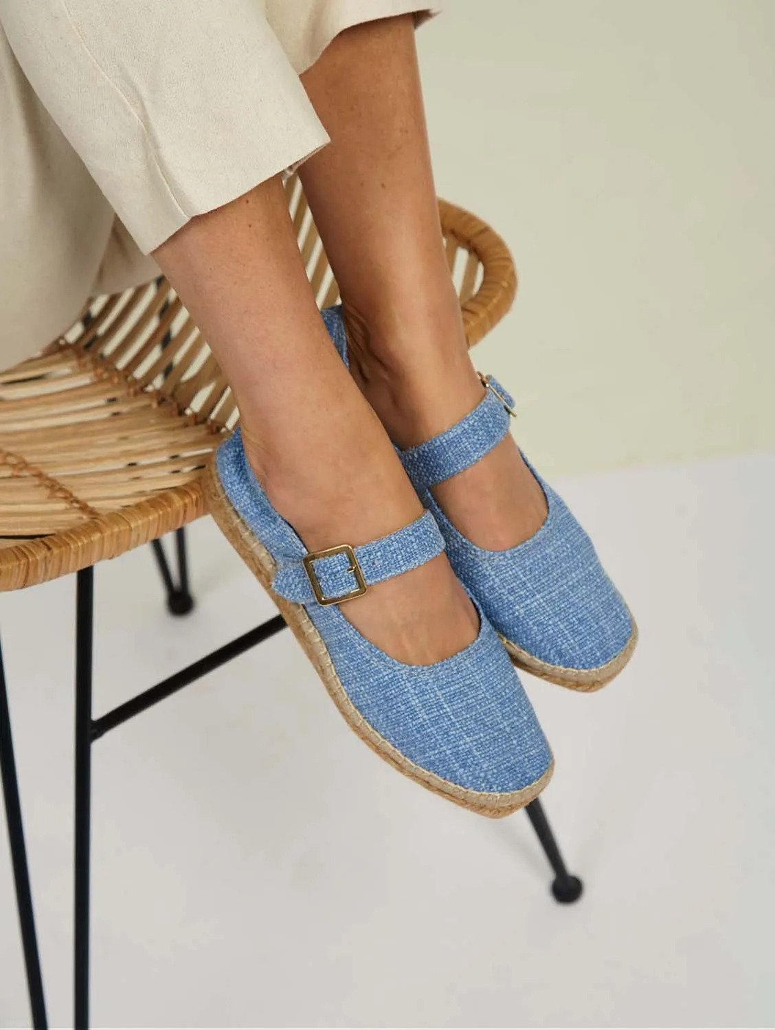 Mojacar Vegane Öko-Wildleder & Jute Flats | Blau
