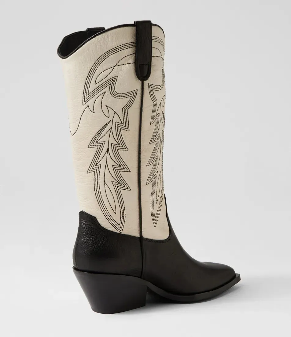 Mollini Reitstiefel Schwarz-Creme Schuhe_Mollini