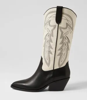 Mollini Reitstiefel Schwarz-Creme Schuhe_Mollini