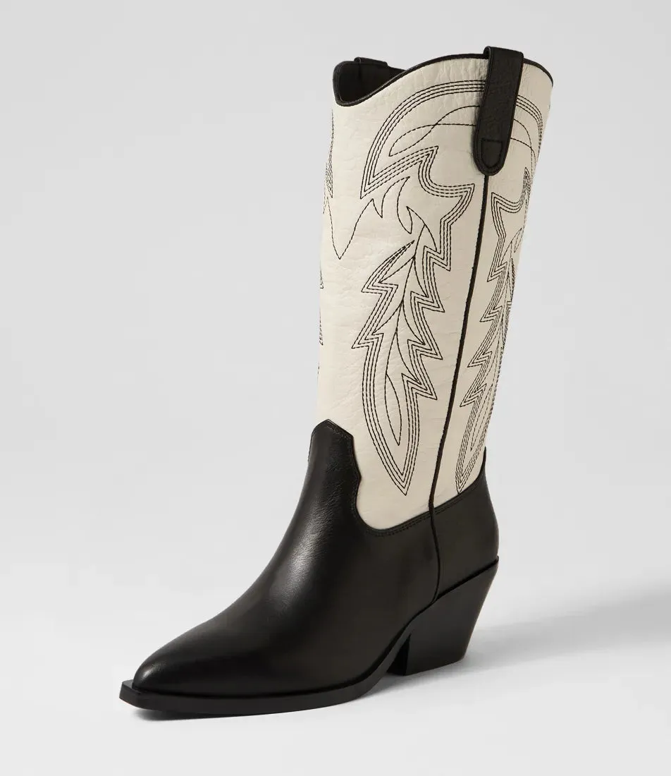 Mollini Reitstiefel Schwarz-Creme Schuhe_Mollini