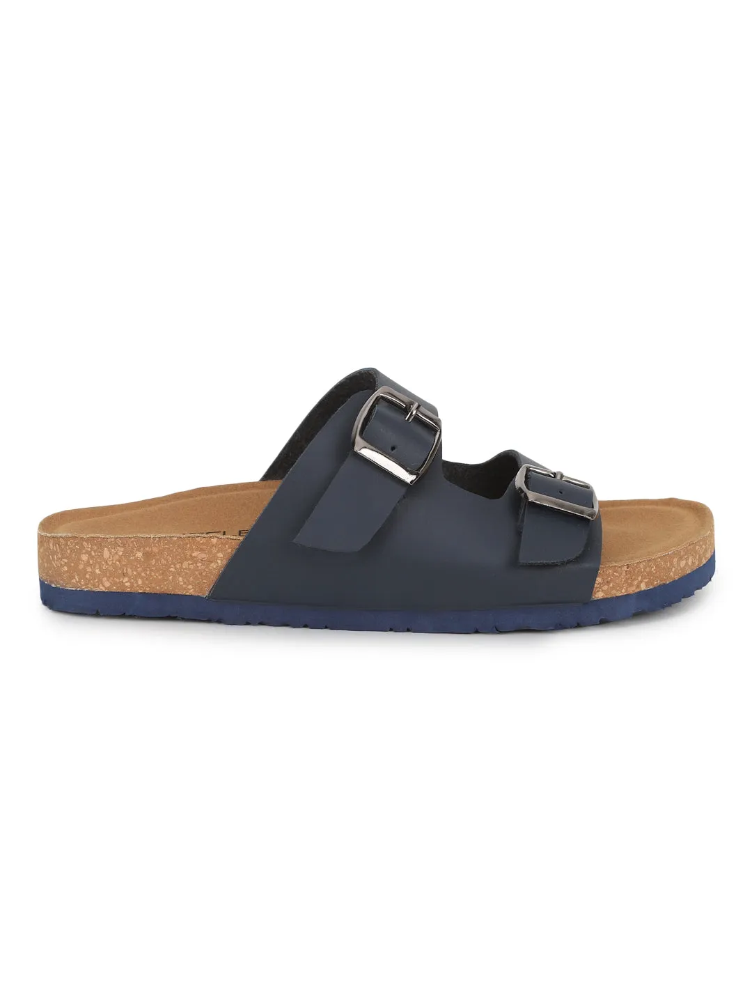Marineblaue PU-Kork-Latex-Einlegesohlen Flats (TC-070203-NVY)