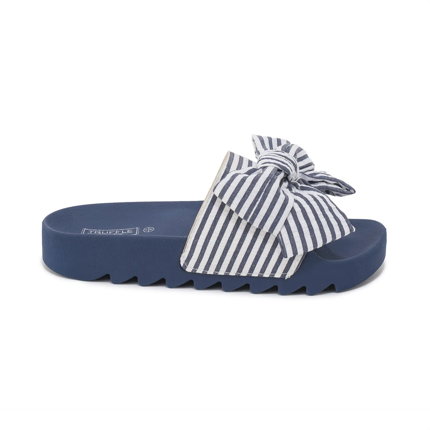 Navy Gingham Chunky Flache Mule