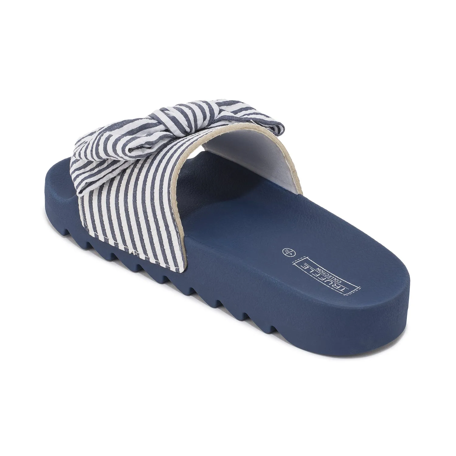 Navy Gingham Chunky Flache Mule
