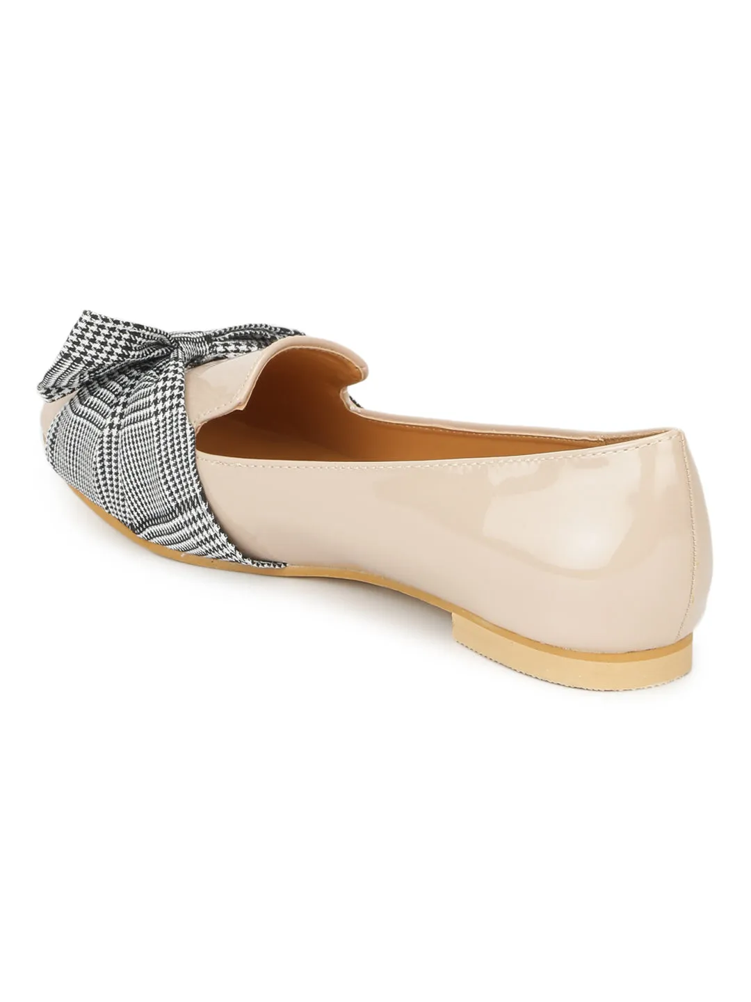 Nude Patent Check Schleife Bauch Flats (TC-RLST4-NUD)