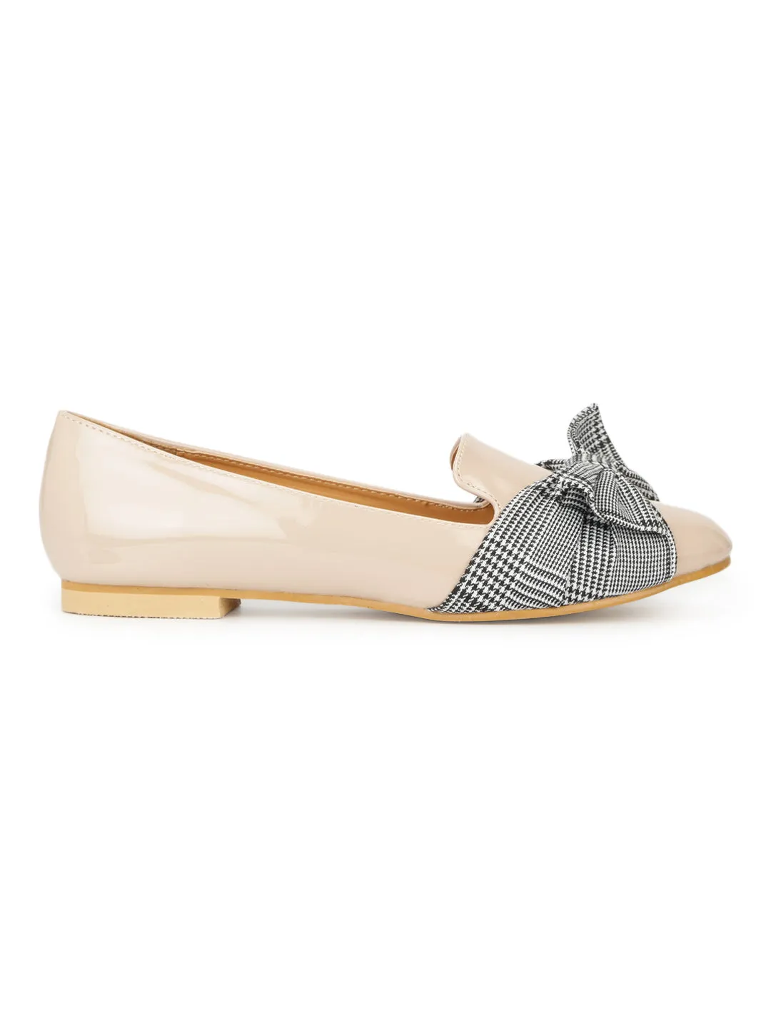 Nude Patent Check Schleife Bauch Flats (TC-RLST4-NUD)