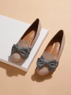 Nude Patent Check Schleife Bauch Flats (TC-RLST4-NUD)