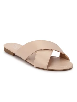 Nackte PU-Crossover-Slip-On-Flats