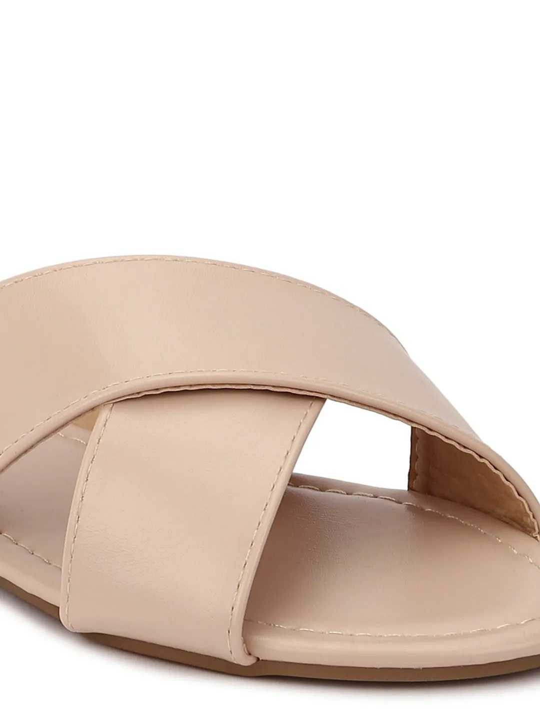 Nackte PU-Crossover-Slip-On-Flats