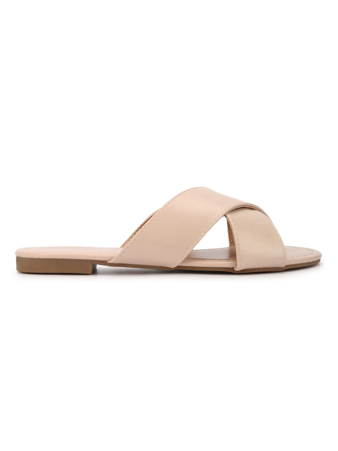 Nackte PU-Crossover-Slip-On-Flats