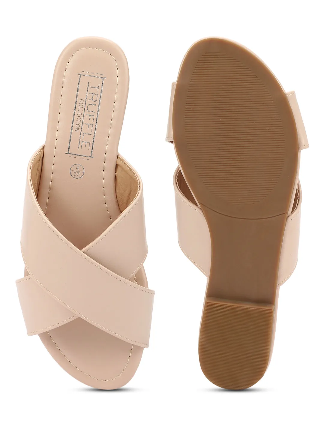 Nackte PU-Crossover-Slip-On-Flats