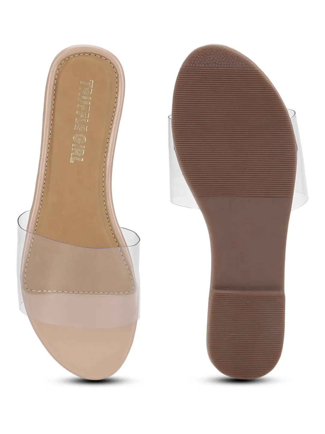 Nude PU Plexiglas Klare Flats
