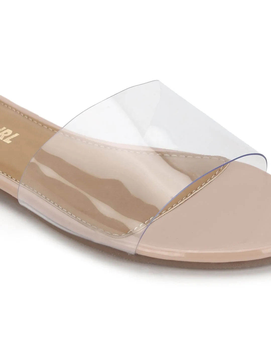 Nude PU Plexiglas Klare Flats