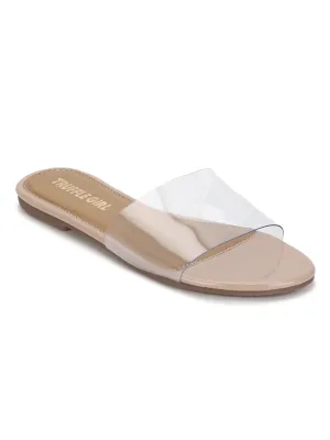 Nude PU Plexiglas Klare Flats