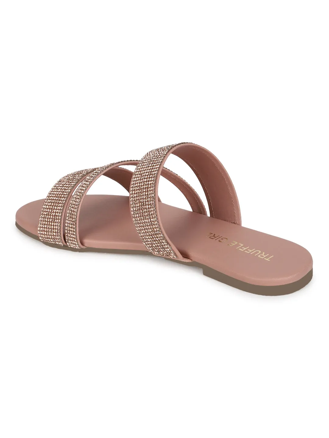 Nackte PU Riemchen-Slipper mit Strass (TC-ST-1214-NUD)