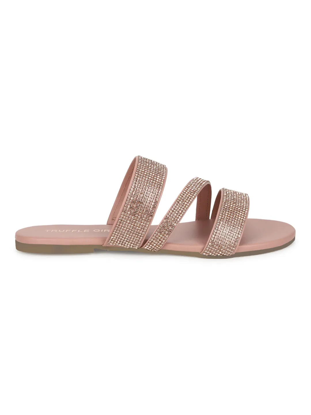 Nackte PU Riemchen-Slipper mit Strass (TC-ST-1214-NUD)
