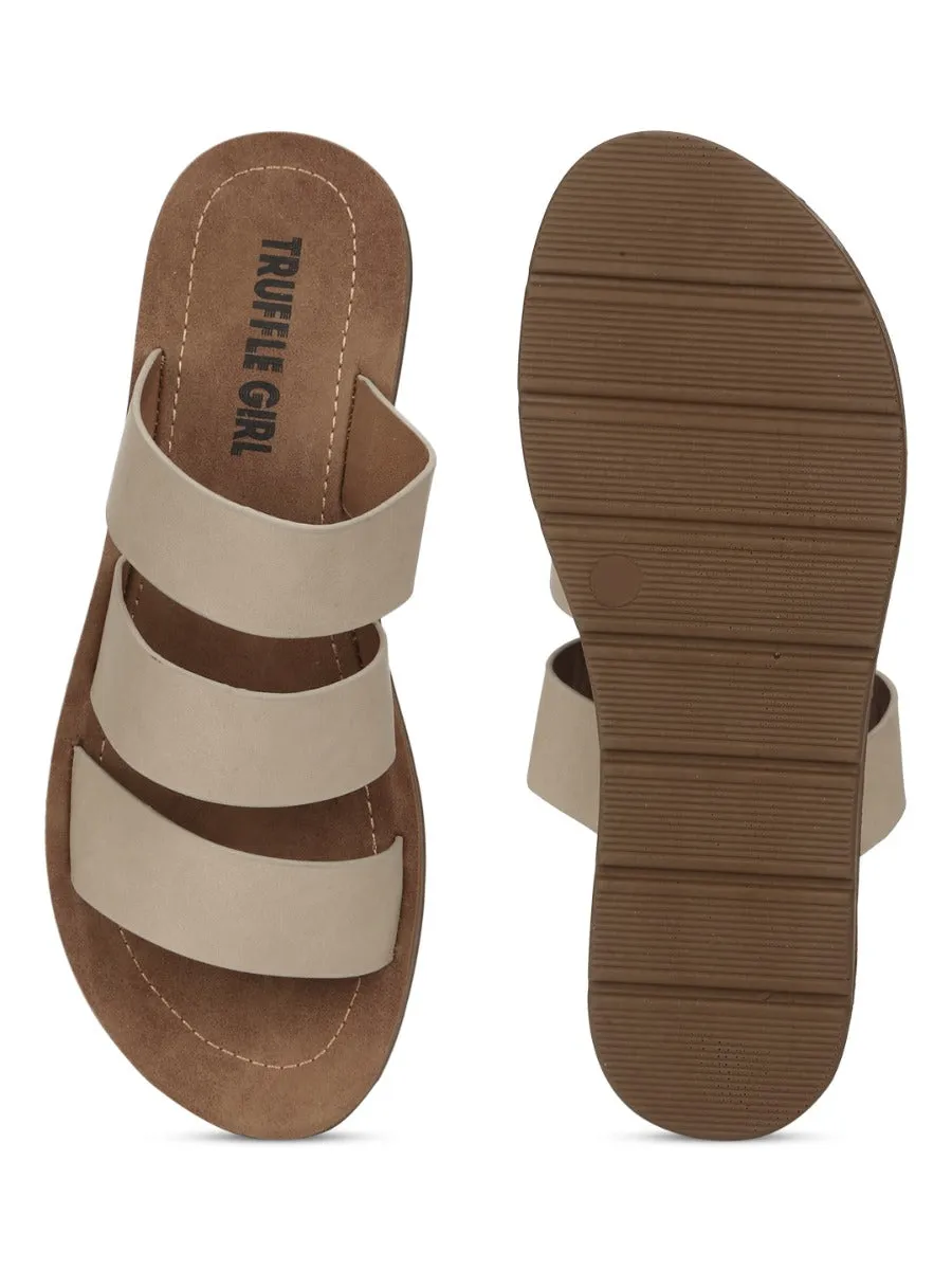 Nackte PU-Slipper mit Riemchen