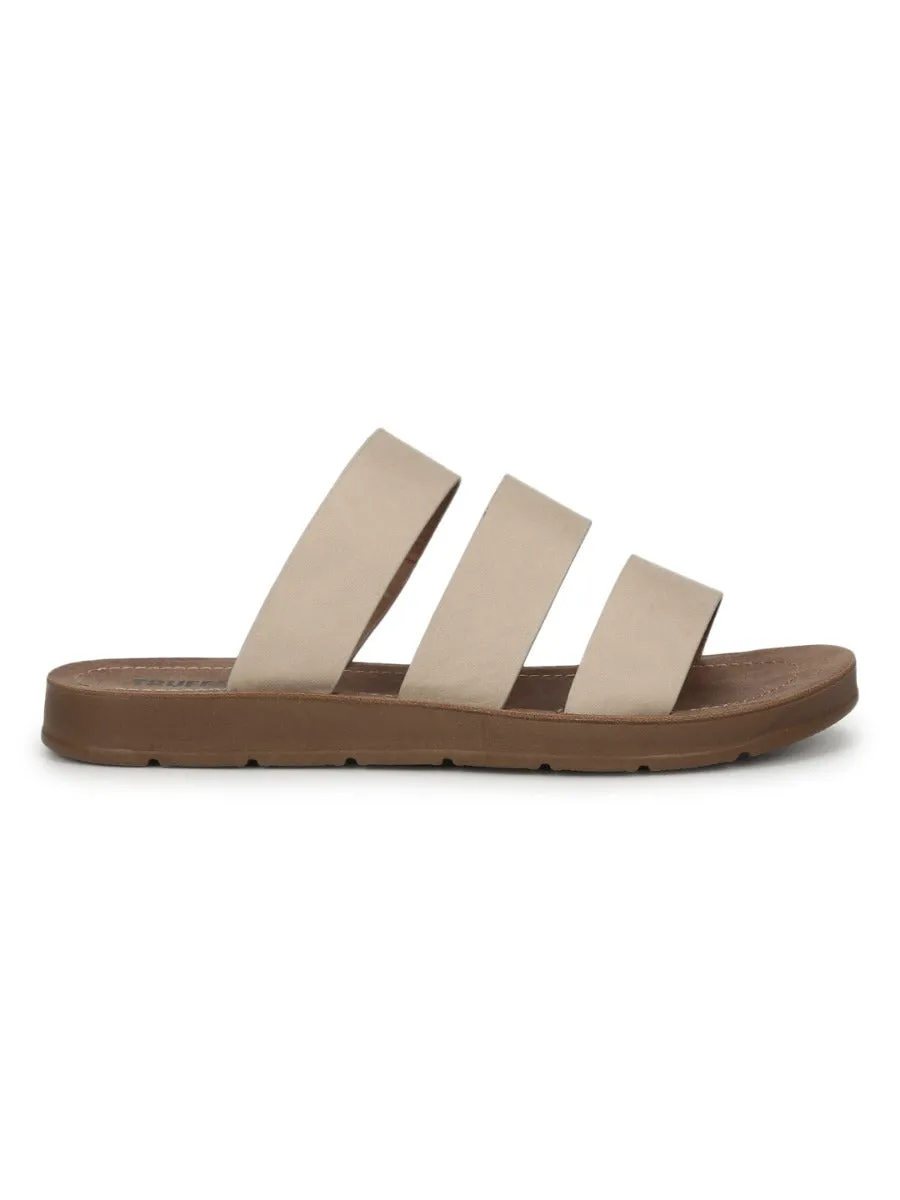 Nackte PU-Slipper mit Riemchen