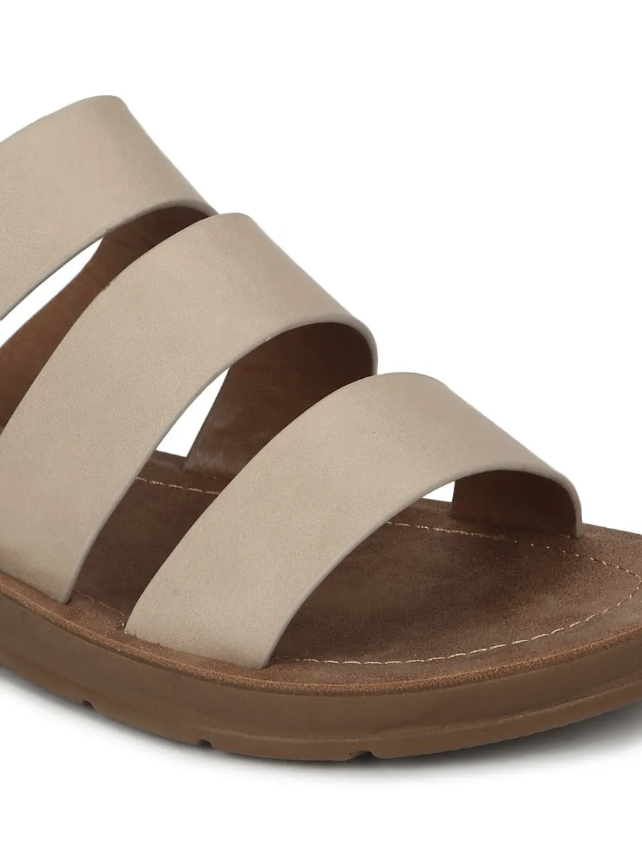 Nackte PU-Slipper mit Riemchen