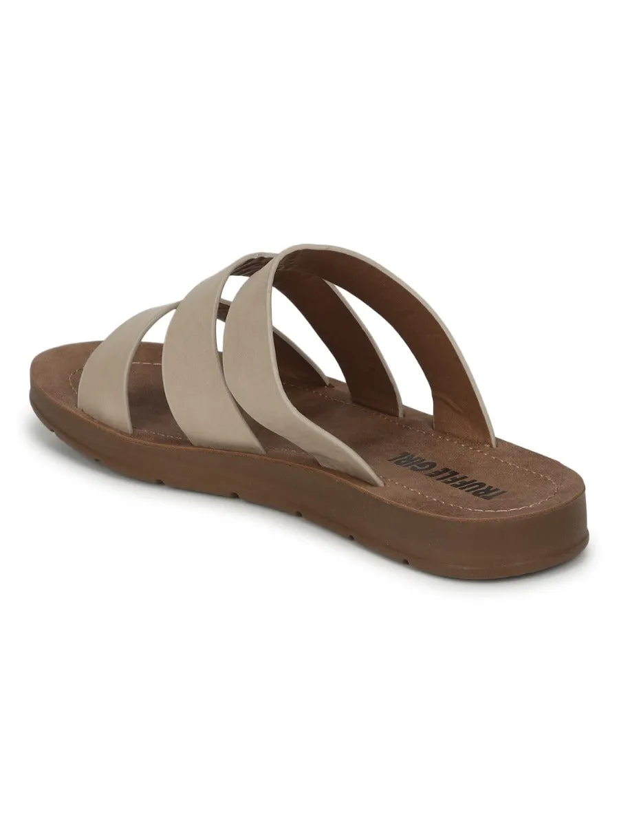 Nackte PU-Slipper mit Riemchen