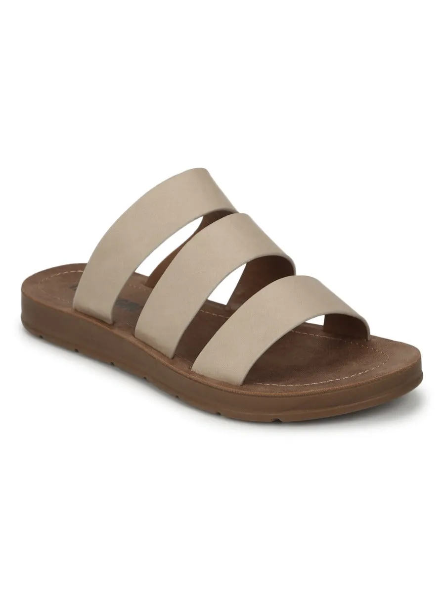 Nackte PU-Slipper mit Riemchen