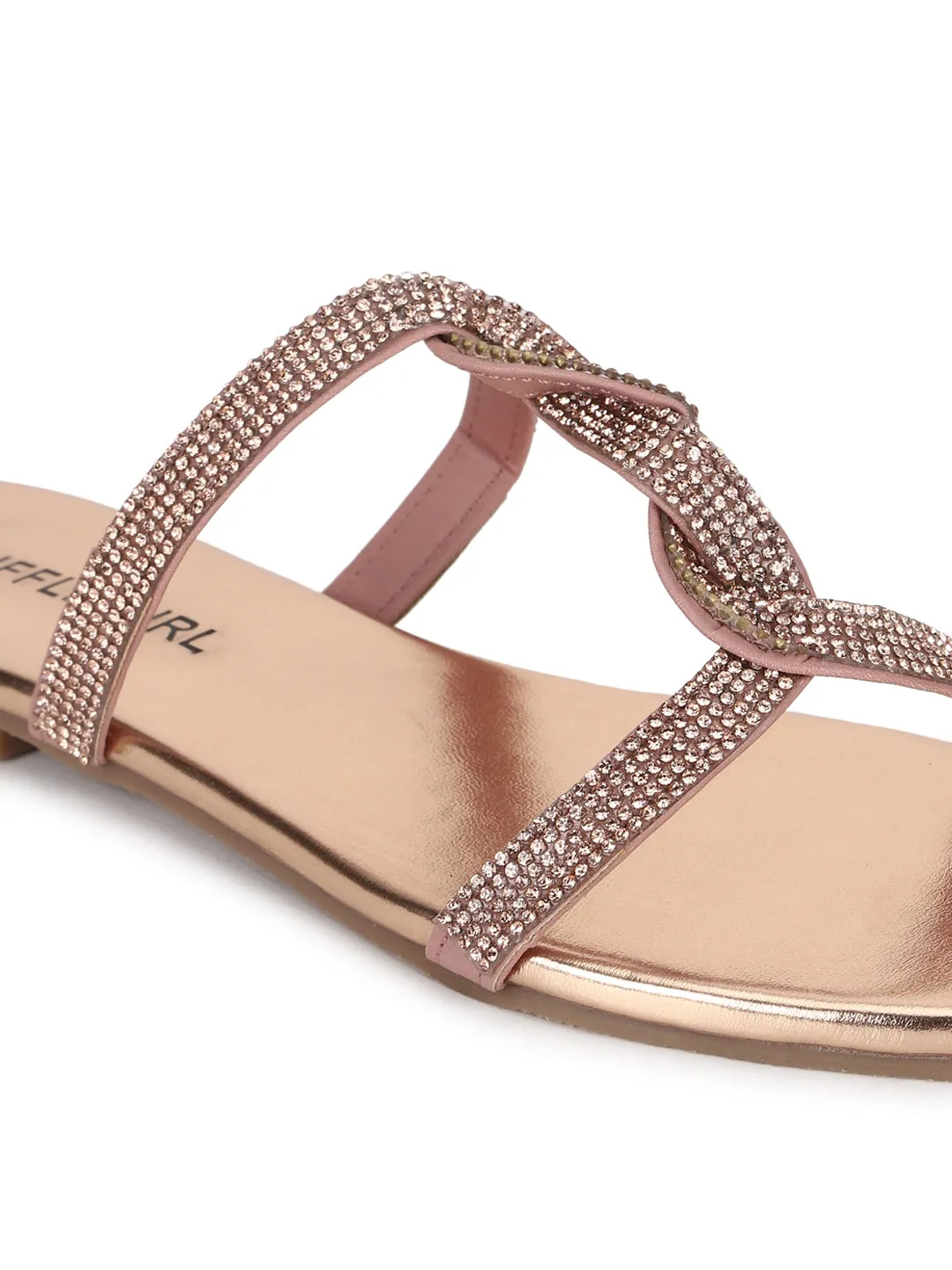 Nackte PU Twisted Diamante Riemchen-Slipper (TC-ST-1218-NUD)