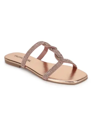 Nackte PU Twisted Diamante Riemchen-Slipper (TC-ST-1218-NUD)