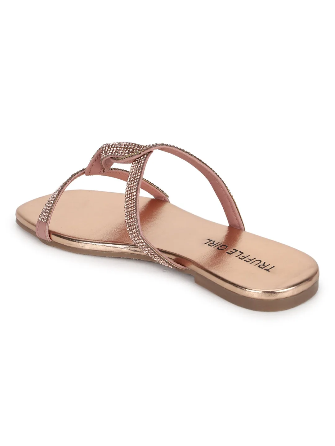 Nackte PU Twisted Diamante Riemchen-Slipper (TC-ST-1218-NUD)