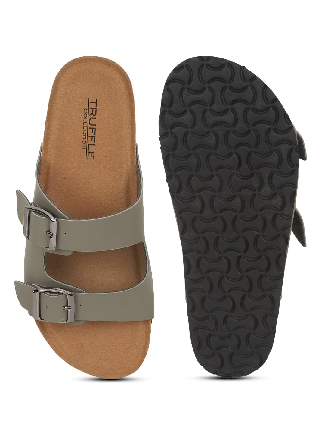 Olivegrüne PU-Kork-Latex-Einlegesohlen Flats (TC-070203-GRN)