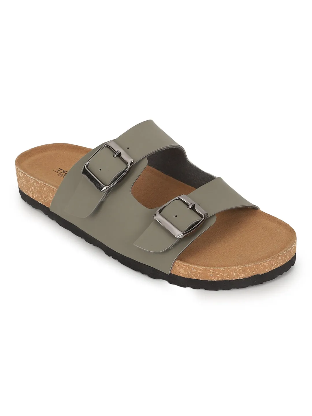 Olivegrüne PU-Kork-Latex-Einlegesohlen Flats (TC-070203-GRN)