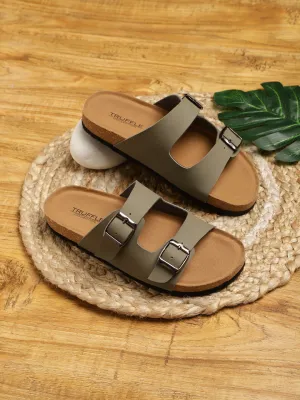 Olivegrüne PU-Kork-Latex-Einlegesohlen Flats (TC-070203-GRN)