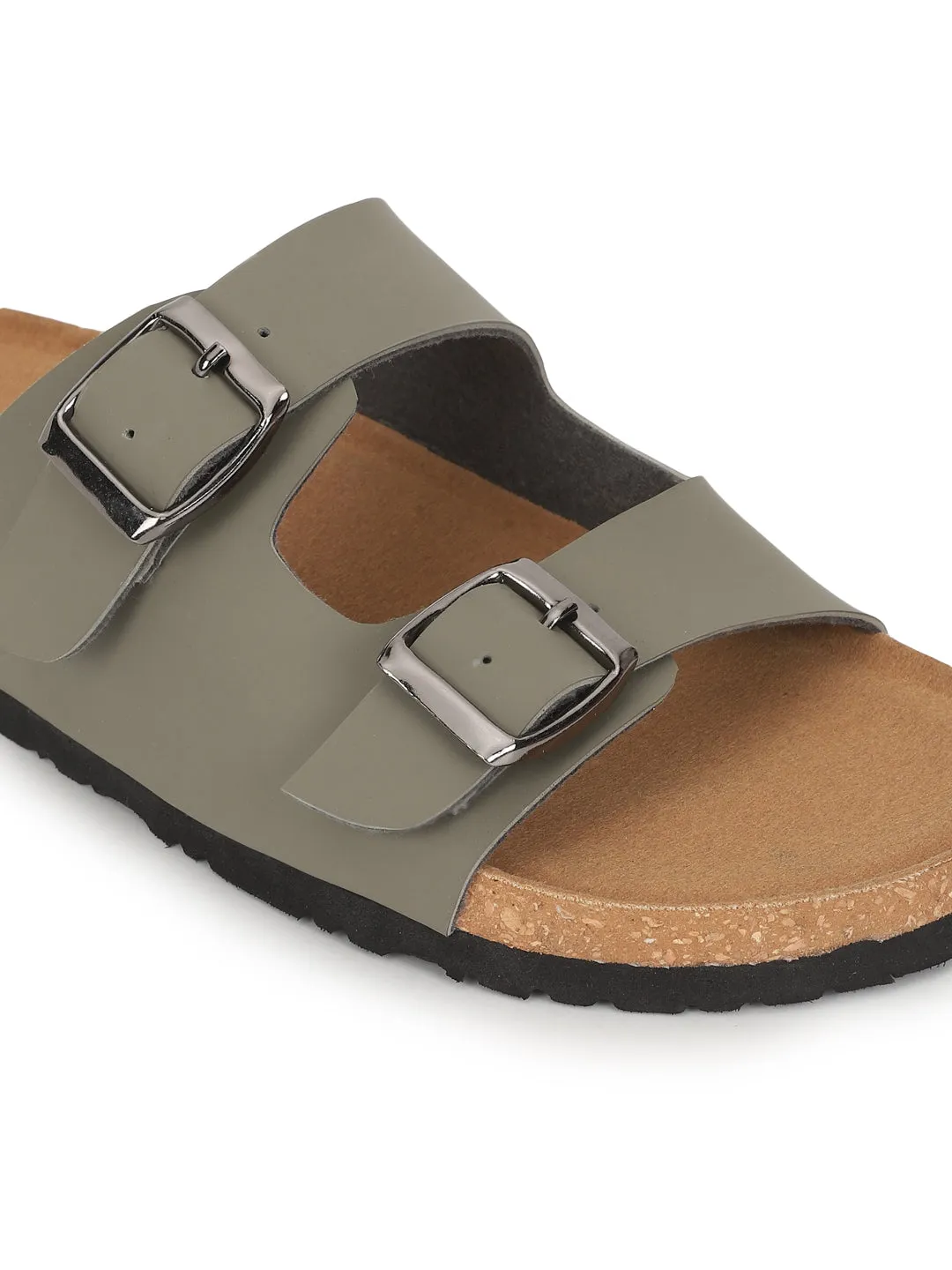 Olivegrüne PU-Kork-Latex-Einlegesohlen Flats (TC-070203-GRN)