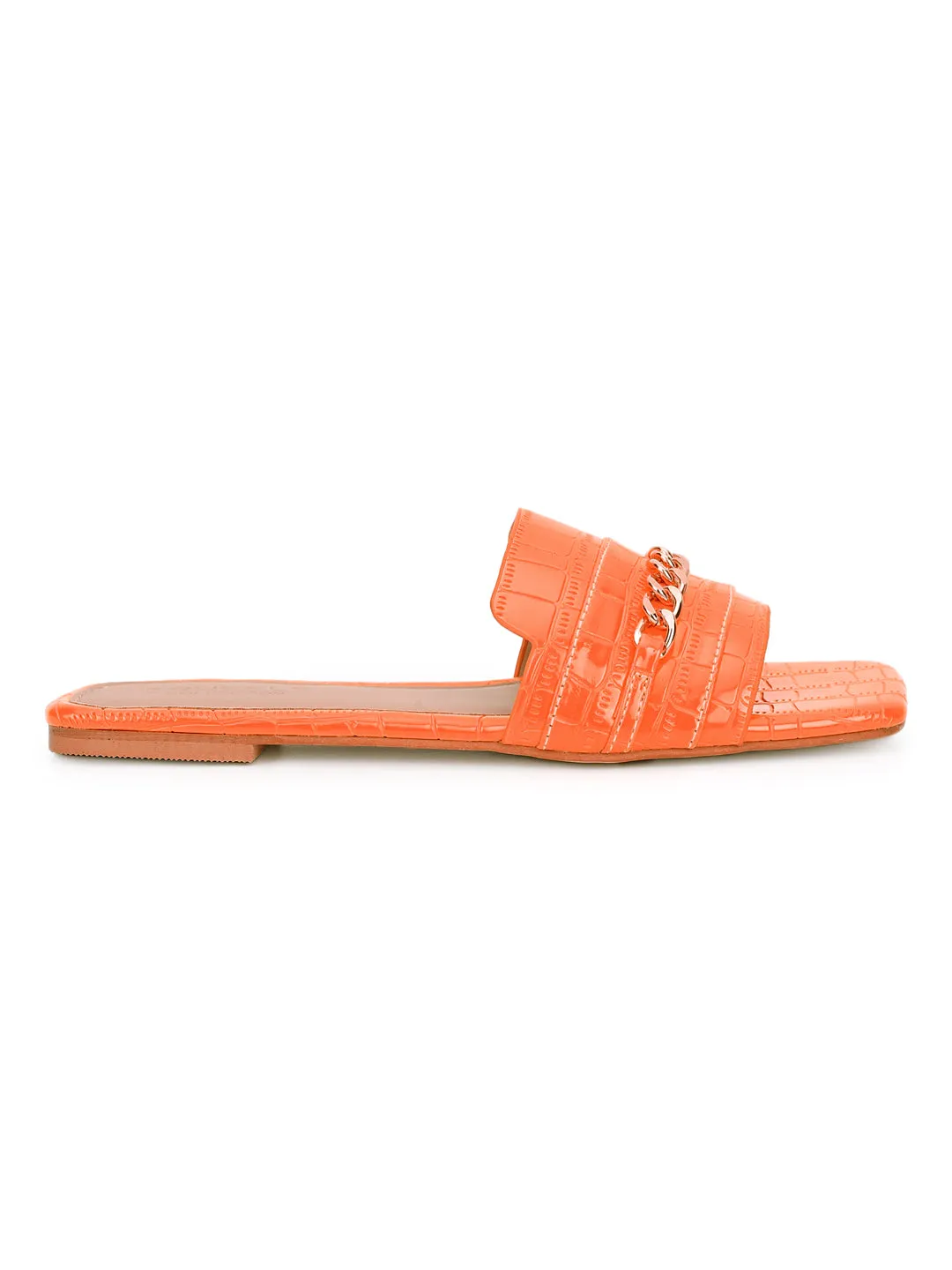 Orange Croc Patent Schlupf-Slipper (TC-ST-003-ORA)