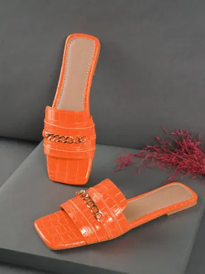 Orange Croc Patent Schlupf-Slipper (TC-ST-003-ORA)