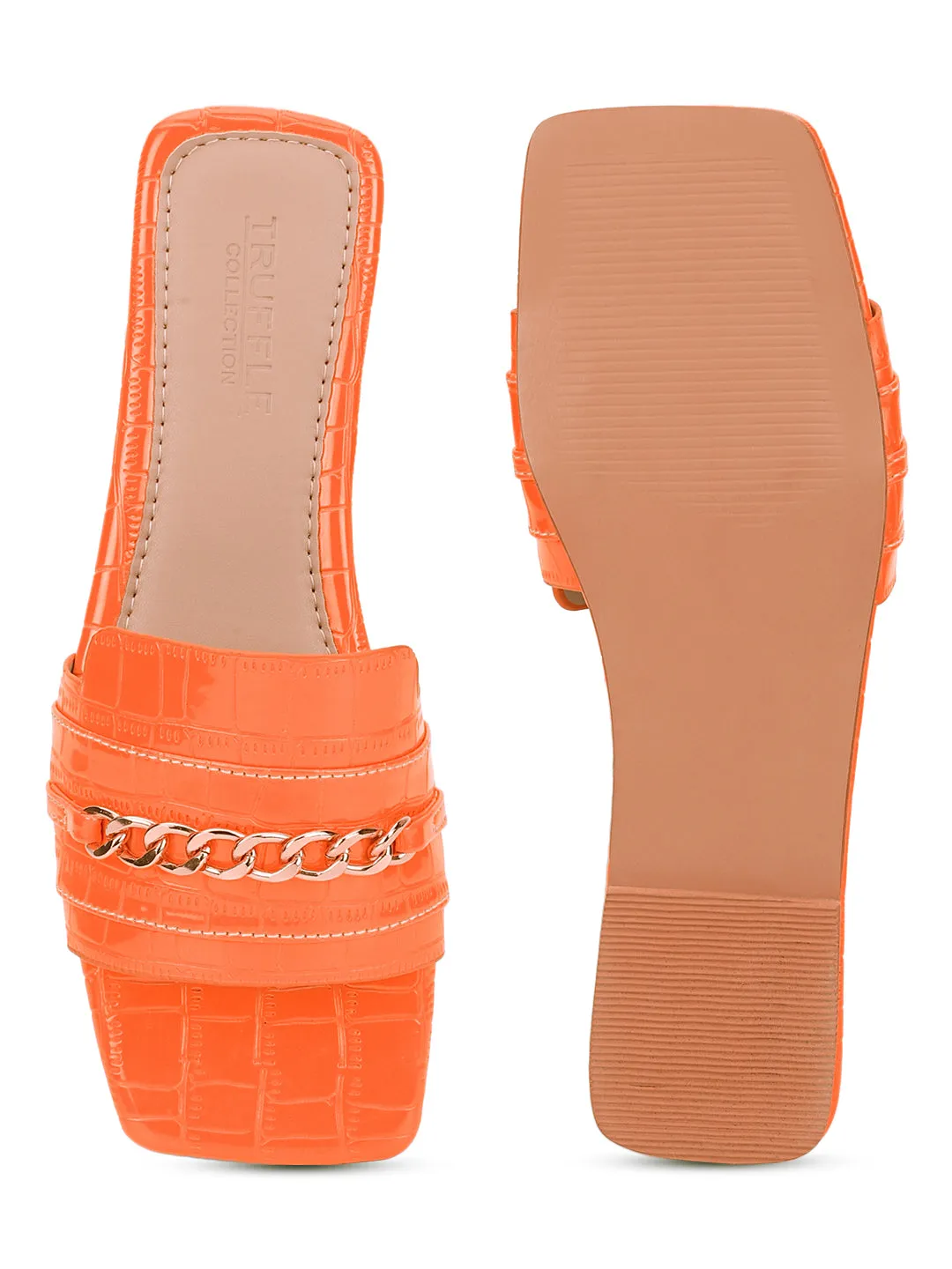 Orange Croc Patent Schlupf-Slipper (TC-ST-003-ORA)
